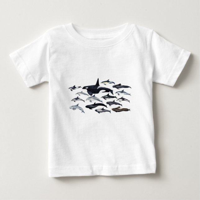 Camiseta Para Bebê Familia de los delfines: orcas, delfinas, marsopas (Frente)