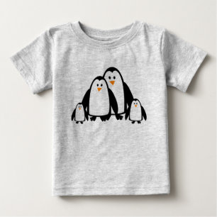 Camiseta Para Bebê Família de Pinguins de Cartoon