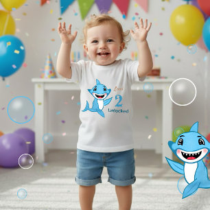 Camiseta Para Bebê Família de Tubarão Feliz Nível Dois