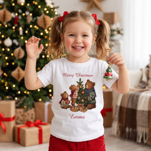 Camiseta Para Bebê Família de Ursos Nórdicos Personalizados no Natal