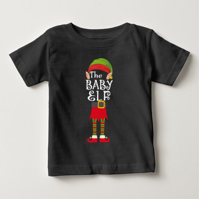 Camiseta Para Bebê família do bebê elf que corresponde ao Natal (Frente)