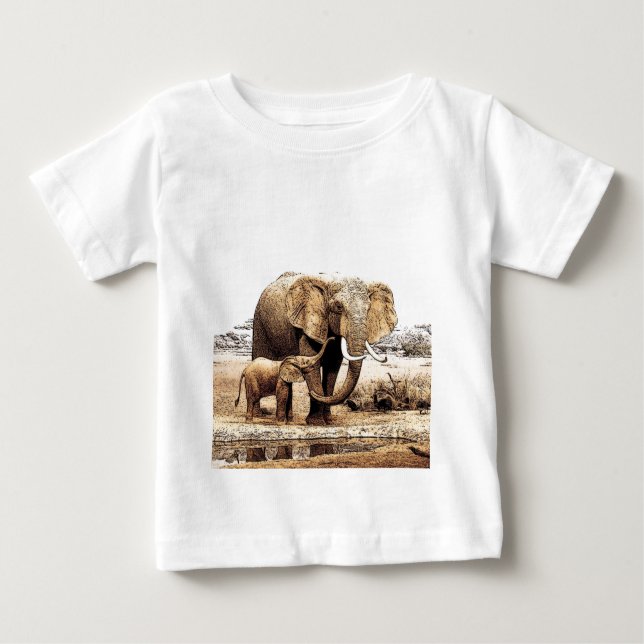 Camiseta Para Bebê Família Elefante (Frente)