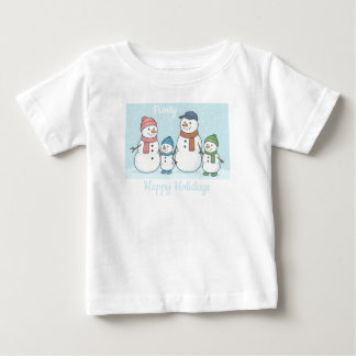 Camiseta Para Bebê Família Homem de Neve