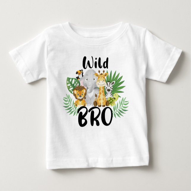 Camiseta Para Bebê Família Safari, primeiro aniversario Irmão Selvage (Frente)