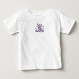 Camiseta Para Bebê Fantasia de Gatinho Joalheiro Roxo Real