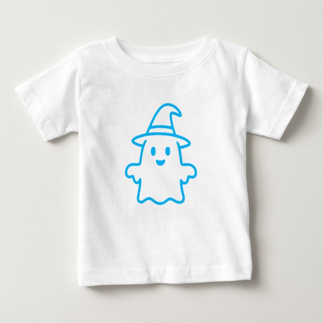 Camiseta Para Bebê Fantasma bonito, design de Trick-or-Tratat - Hallo (Frente)
