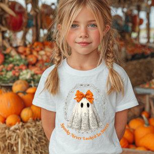 Camiseta Para Bebê Fantasma de Renda com Laço em Grinalda e Estrelas