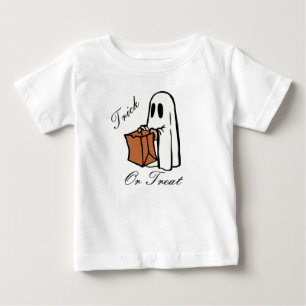 Camiseta Para Bebê Fantasma do Dia das Bruxas da doçura ou travessur
