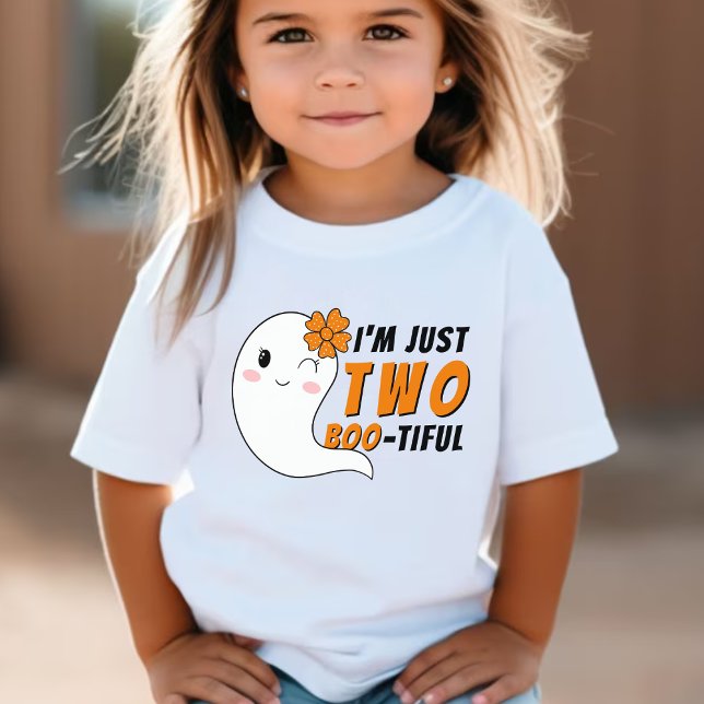 Camiseta Para Bebê Fantasma Engraçado Fofo de Halloween Aniversário d (Funny Cute Ghost Halloween 2 Year Old 2nd Birthday Toddler T-Shirt)