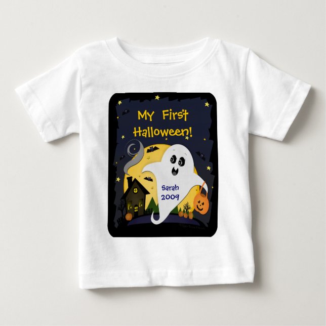 Camiseta Para Bebê Fantasma feito sob encomenda bonito & amigos do (Frente)