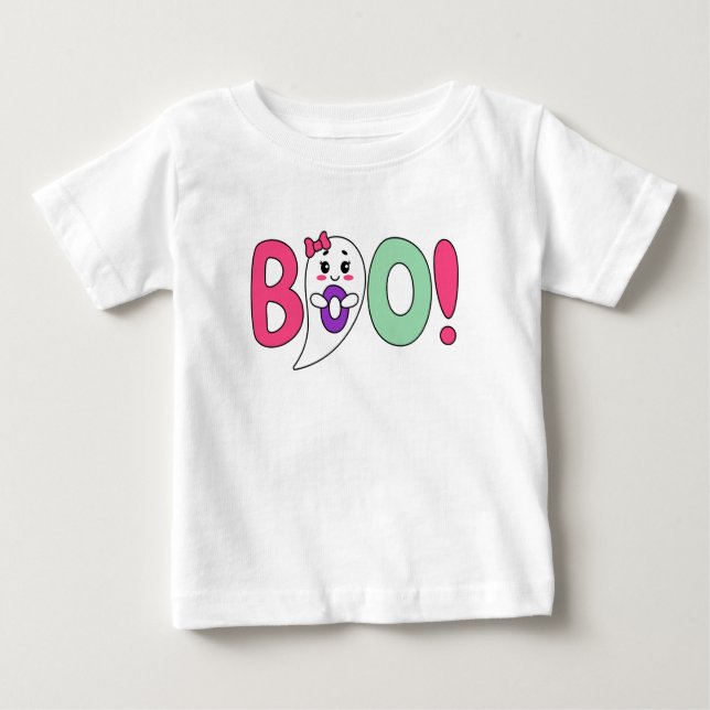 Camiseta Para Bebê fantasma fofo (Frente)