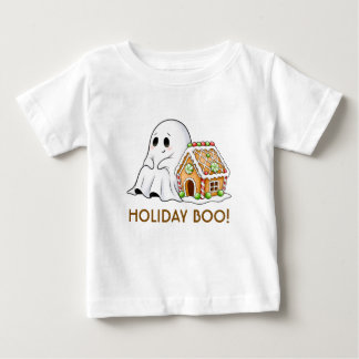 Camiseta Para Bebê Fantasma Fofo & Casa de Biscoito de Natal para Cri