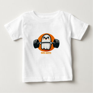 Camiseta Para Bebê Fantasma Fofo Levantando Pesos