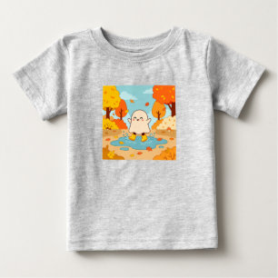 Camiseta Para Bebê Fantasma Fofo Usando Botas de Chuva