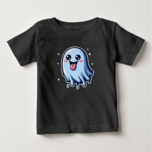 Camiseta Para Bebê Fantasma Super Fofo e Divertido com Brilho