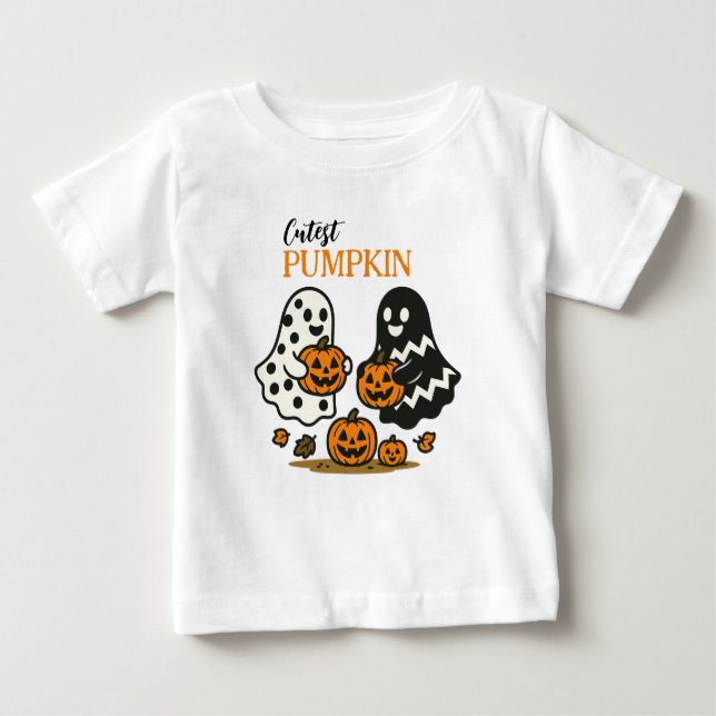 Camiseta Para Bebê Fantasmas da Pumpkin Mais Justa (Frente)