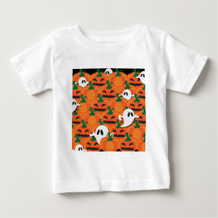 Camiseta Para Bebê Fantasmas de Abóbora de Halloween Assombrados