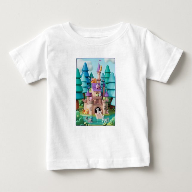 Camiseta Para Bebê Fantasy Cat Castle (Frente)