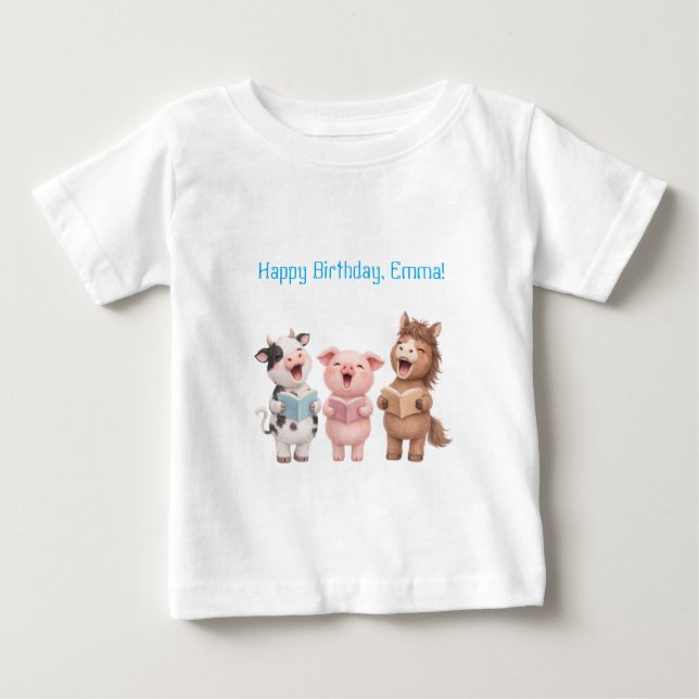 Camiseta Para Bebê Farm animal birthday (Frente)