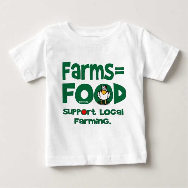 Camiseta Para Bebê Farms=Food (Frente)