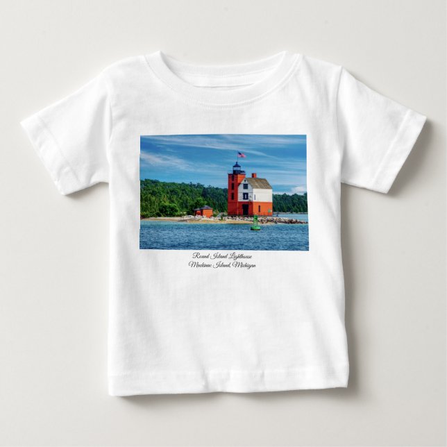 Camiseta Para Bebê Farol da Ilha Round (Frente)
