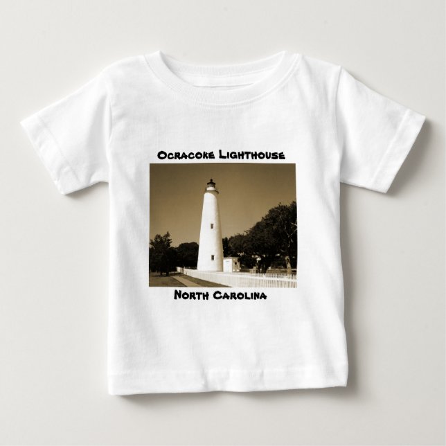 Camiseta Para Bebê Farol de Ocracoke (Frente)