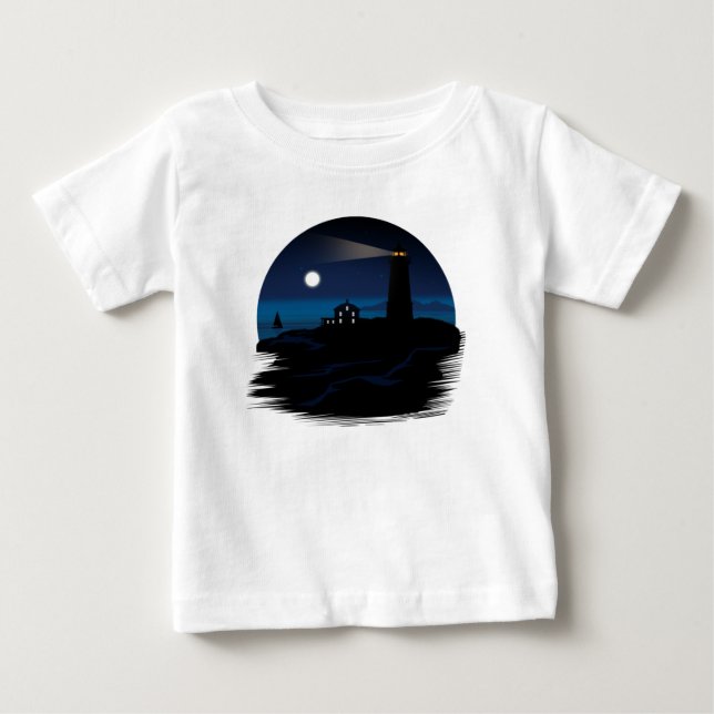 Camiseta Para Bebê Farol - Noite (Frente)
