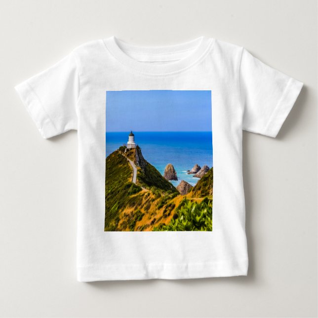 Camiseta Para Bebê Farol Nugget Point, Nova Zelândia (Frente)