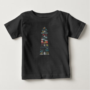 Camiseta Para Bebê Farol Oceano Artístico Vida Marinha Estrelas Plane