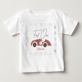 Camiseta Para Bebê Fast One Red Race Car Boy 1st Birthday