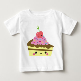 Camiseta Para Bebê Fatia bonito de bolo do sorvete de Kawaii