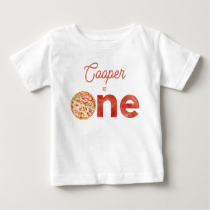 Camiseta Para Bebê Fatia de Pizza Vermelha Vintage Divertida para 1º