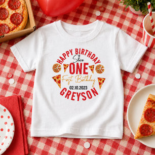 Camiseta Para Bebê Fatia Moderna Fatia Bebê Pizza 1º Aniversário