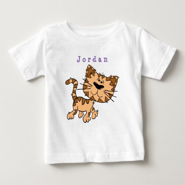 Camiseta Para Bebê fato físico engraçado, gato 01. (Frente)