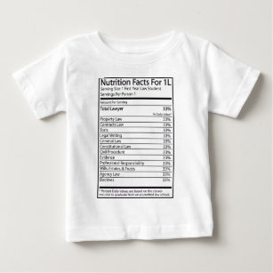 Camiseta Para Bebê Fatos da nutrição para 1L