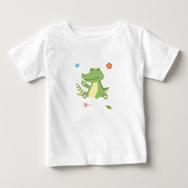 Camiseta Para Bebê Fatos de babá impressos com crocodilo (Frente)