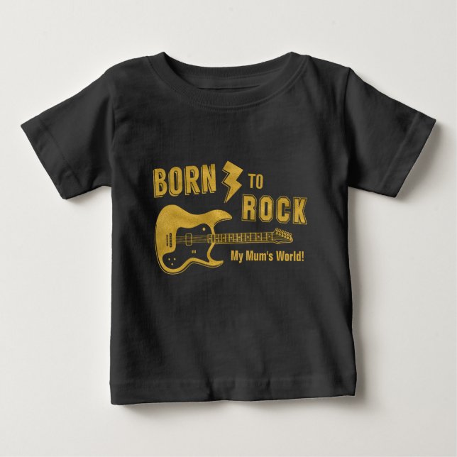 Camiseta Para Bebê Faux Dourado Nascer Engraçado Para Rock Mãe World  (Frente)