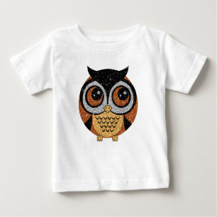 Camiseta Para Bebê Faux Glitter Owl