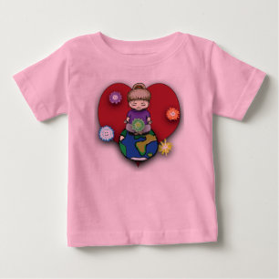 Camiseta Para Bebê Fay de Sara que Meditating no globo com Elementals
