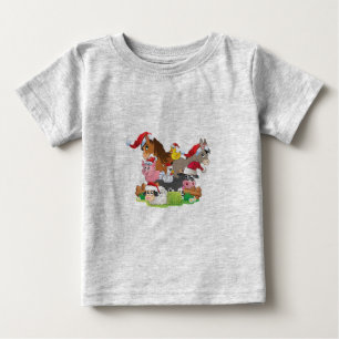 Camiseta Para Bebê Fazenda Animal Christmas