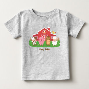 Camiseta Para Bebê Fazenda de Animais de Celeiro Fofos Bebês