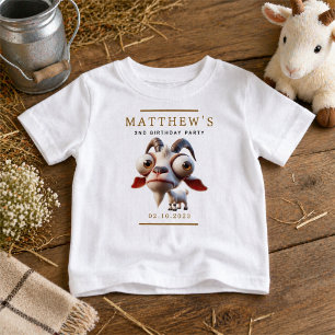 Camiseta Para Bebê Fazenda de Cabras Fofas Animais Festa de 2º Aniver