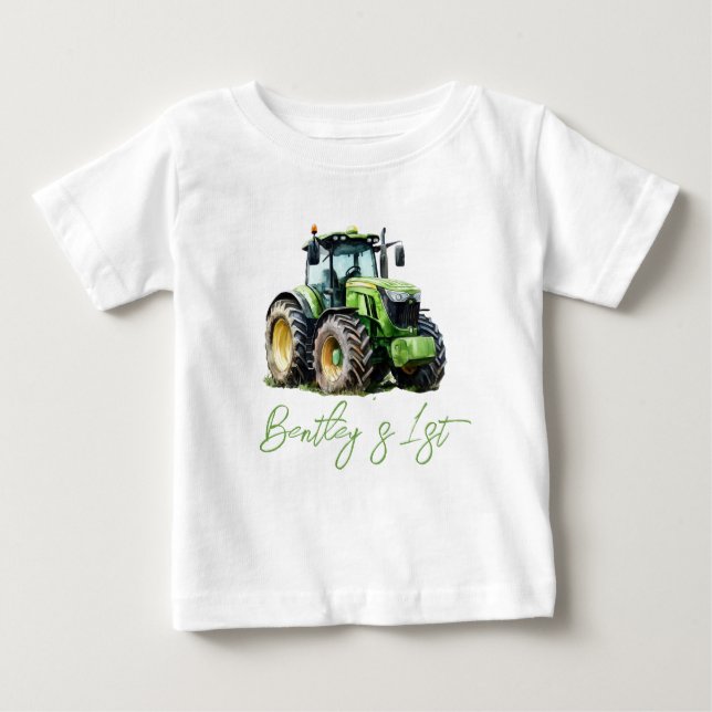 Camiseta Para Bebê Fazenda de diversão do primeiro aniversario do tra (Frente)