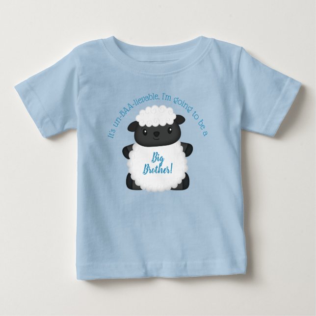 Camiseta Para Bebê Fazenda de Ovinos Chá de fraldas Blue Boy (Frente)