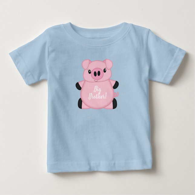 Camiseta Para Bebê Fazenda de porcos Blue Boy (Frente)