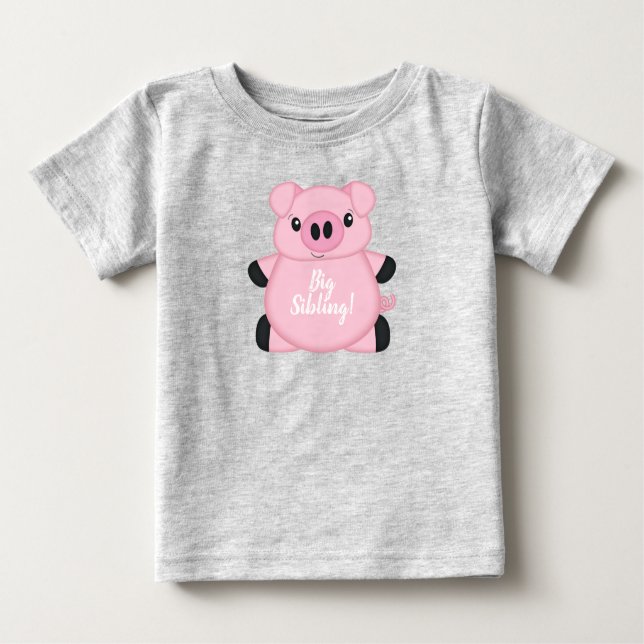 Camiseta Para Bebê Fazenda do Chá de fraldas de porcos (Frente)