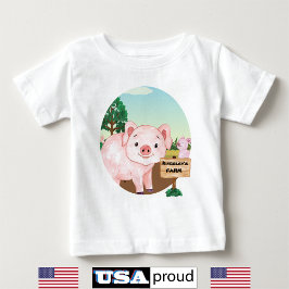 Camiseta Para Bebê Fazenda do velho MacDonald 🐮 Monograma de Porcos