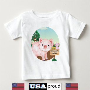 Camiseta Para Bebê Fazenda do velho MacDonald 🐮 Monograma de Porcos 