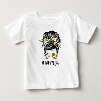 Camiseta Para Bebê Fazenda Life Messaging Hair Bun Girl