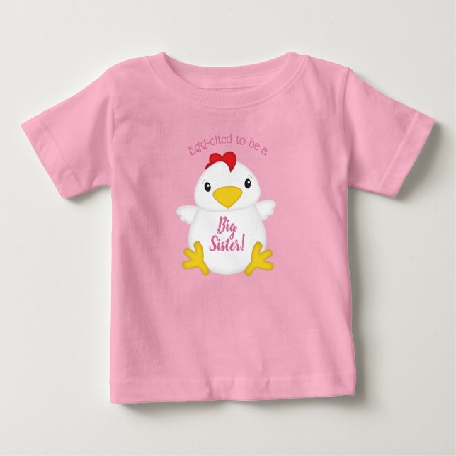 Camiseta Para Bebê Fazenda rosa Chá de fraldas de frango (Frente)
